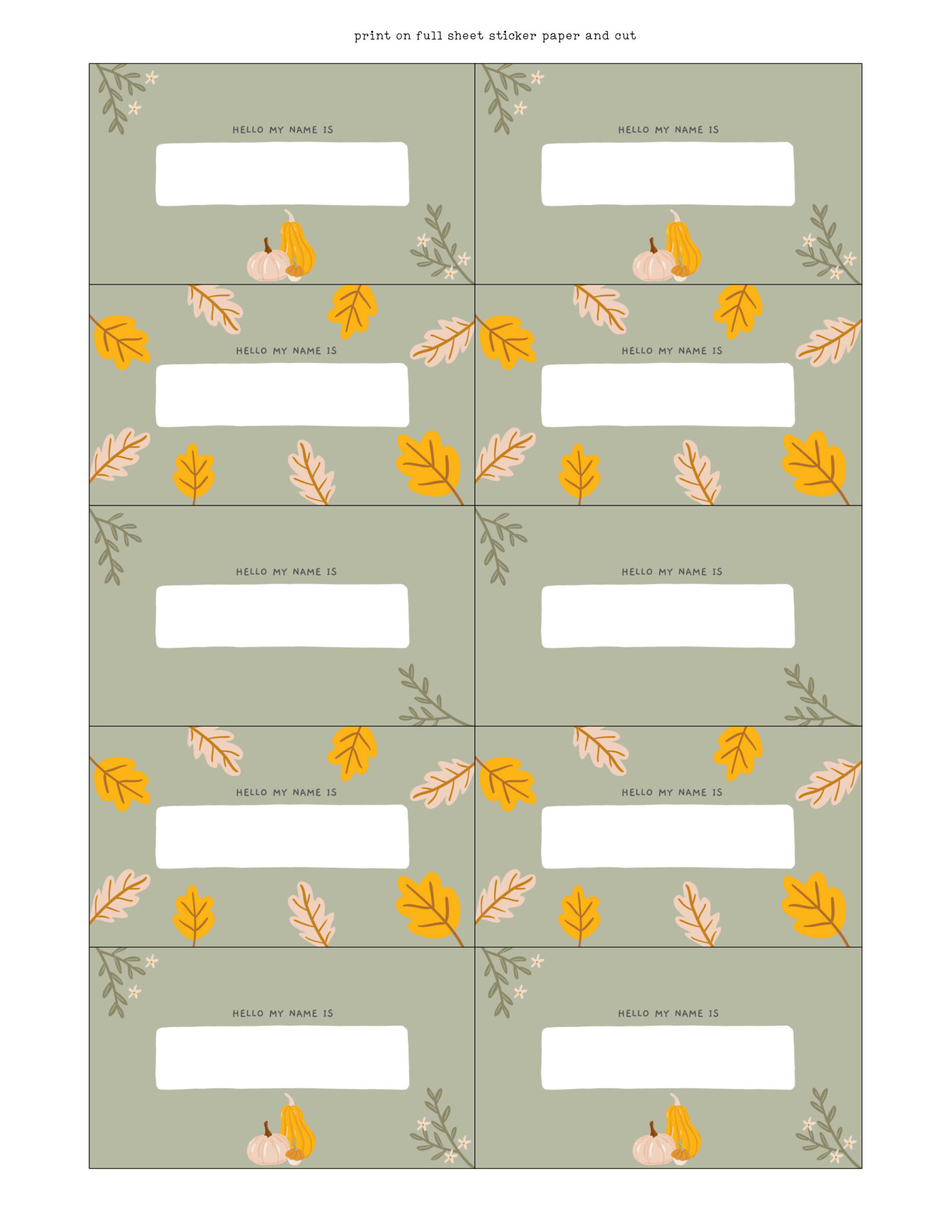 Free Fall Printable Name Tags A Pretty Touch For Autumn Events