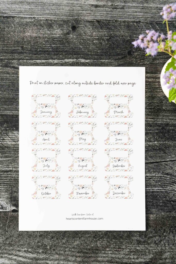 Free Printable Monthly Divider Tabs: Pretty Binder Makeover