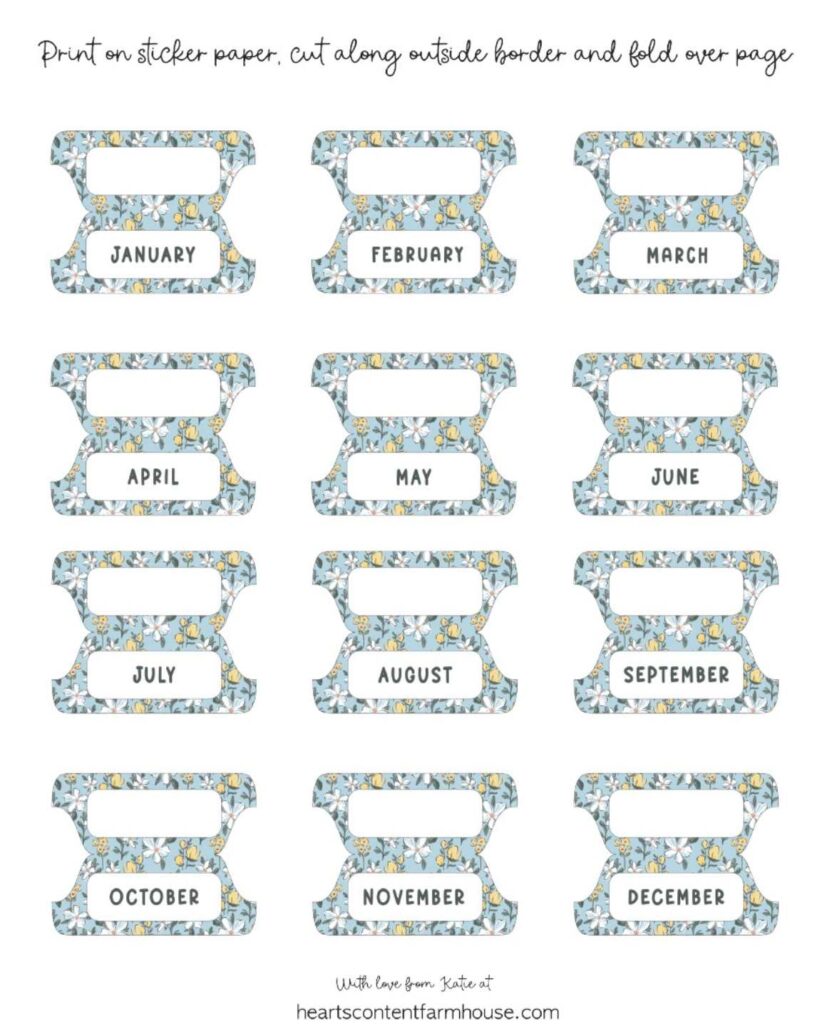 Free Printable Monthly Divider Tabs Pretty Binder Makeover