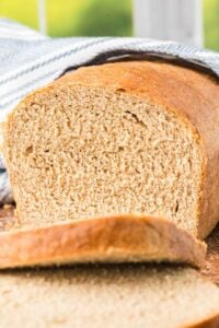 sliced loaf of whole wheat bread.