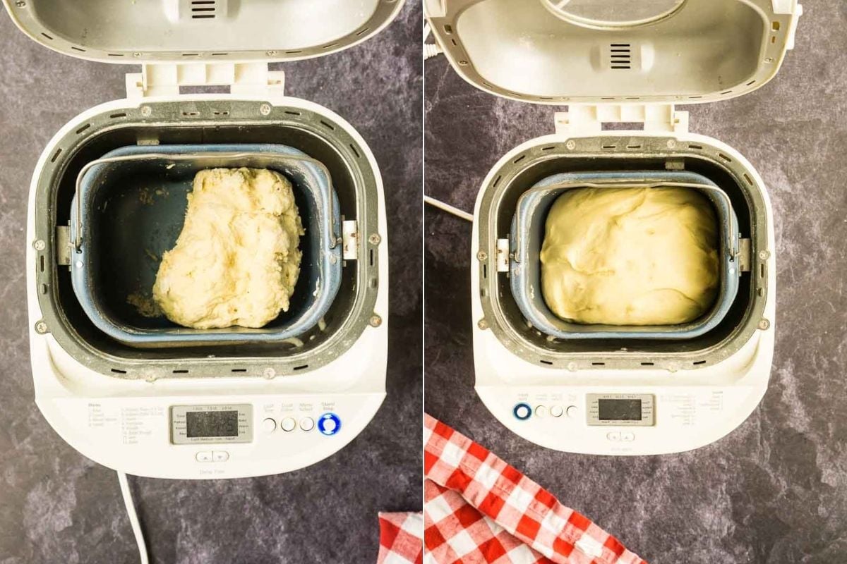 dough before and after rising.