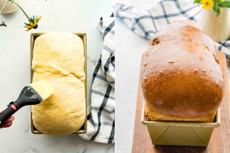 bread before and after baking.