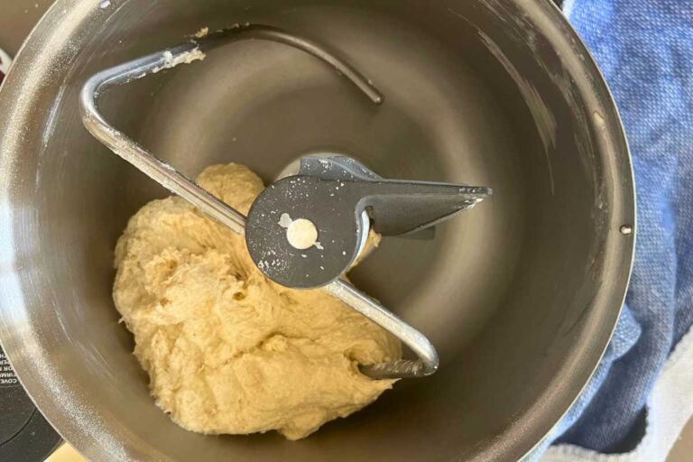 kneading dough in stand mixer.