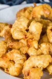 plate of finished fried shrimp.