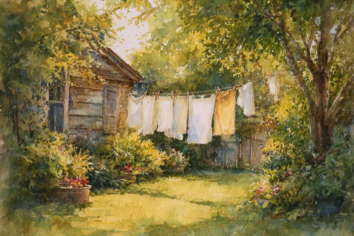 beautiful clothesline in backyard.