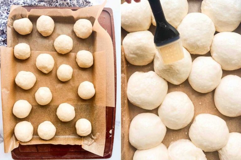 shaped rolls before and after rising.