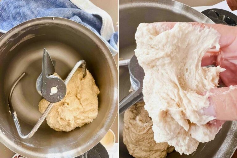 stand mixer with dough for rolls.