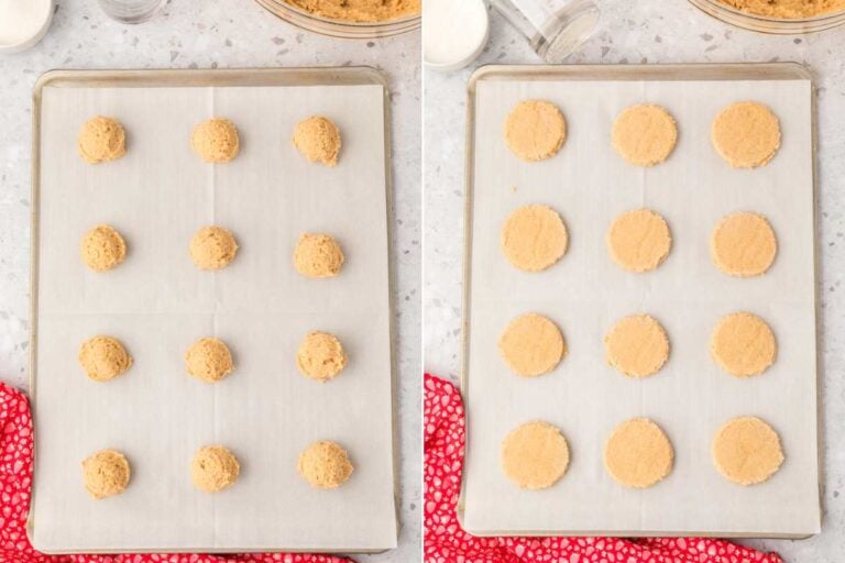balls of cooking before and after flattening.