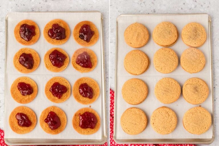 jam on cookies as sandwich.