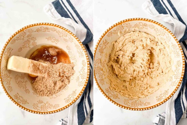 butter sugar and egg before and after creaming.