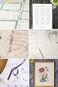 grid of 6 free vintage style printables