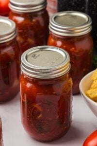 jars of home canned salsa.