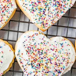 frosted old fashioned sugar cookies on cooling rack