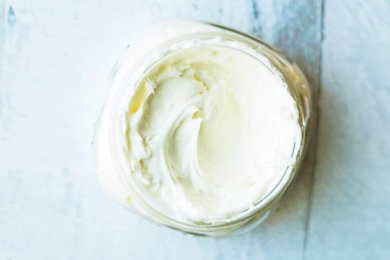 finished homemade. body cream in glass jar.