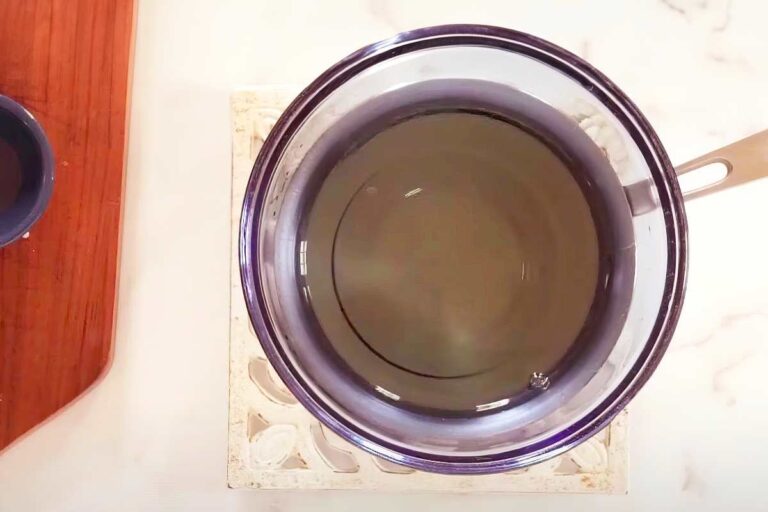melted oil in glass bowl.