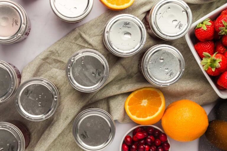 jars of jam cooling on counter.