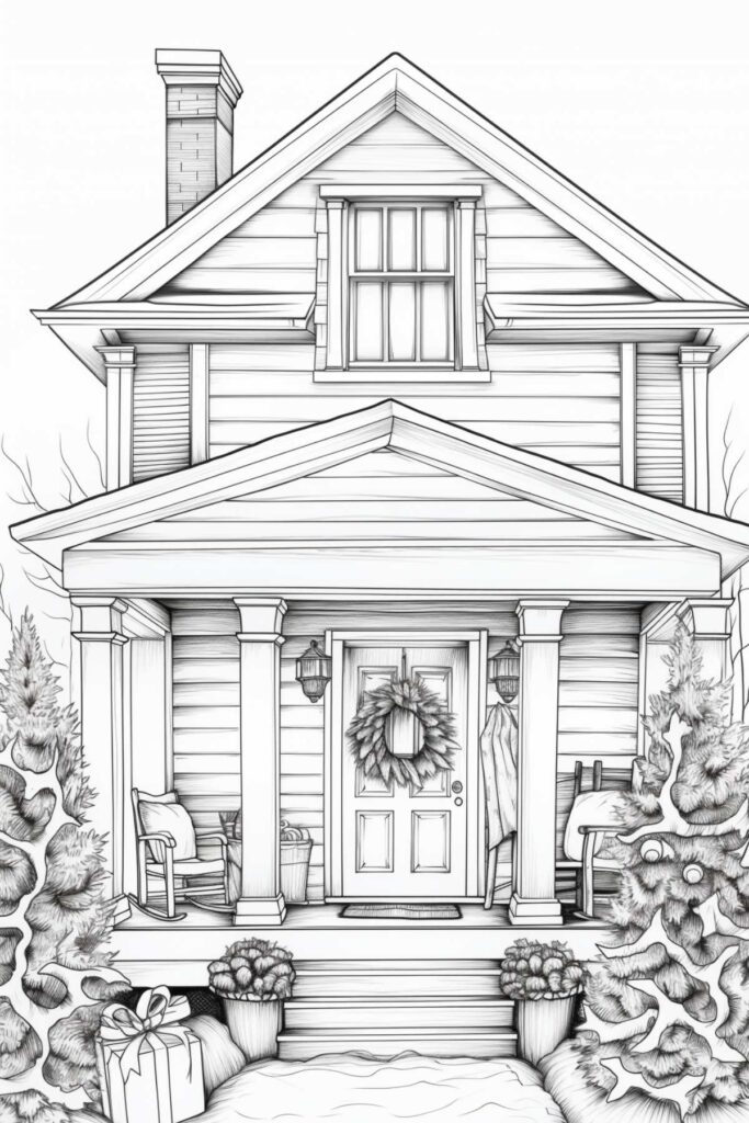 5 Pretty + Cozy Farmhouse Christmas Coloring Pages