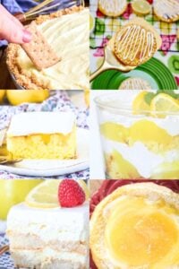 grid of 6 images showing lemon filling recipes.