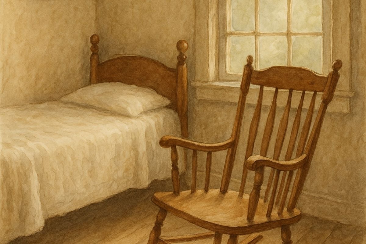 rocking chair next to bed.
