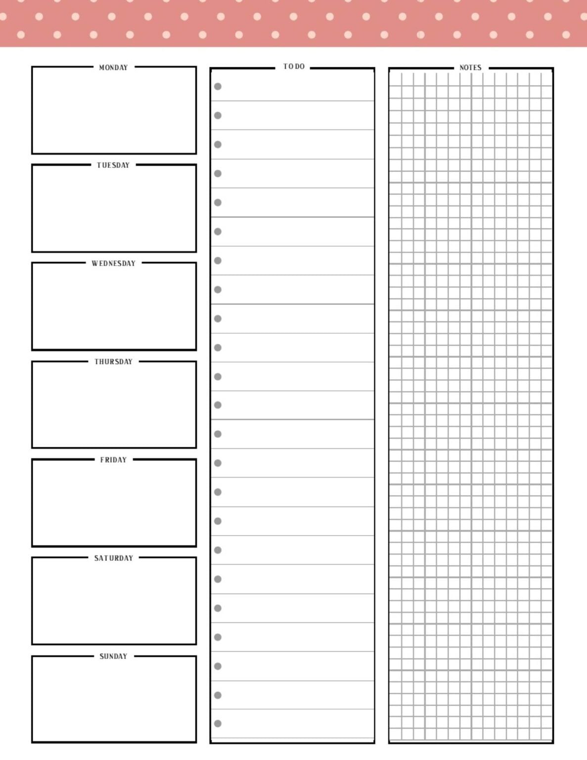 8.5 x 11 Weekly Planner Printables