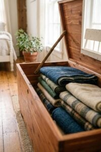 chest of blankets.