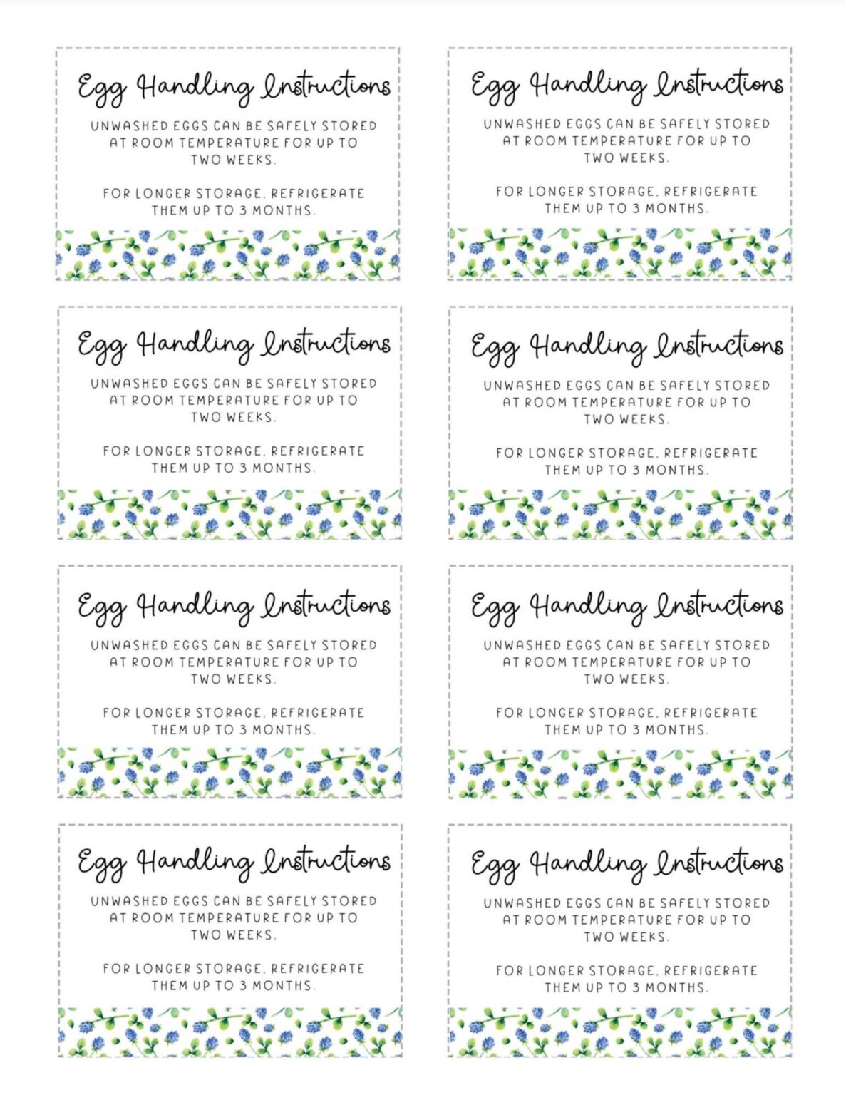 Printable egg handling instructions cute free 
