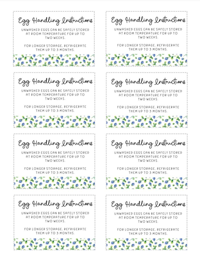 Printable Egg Handling Instructions (Cute Free) Printable Egg Handling Instructions (Cute Free)
