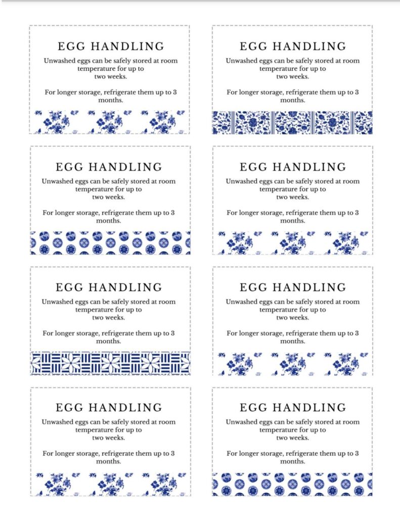 Printable egg handling instructions cute free 