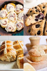 grid of 4 sourdough easter recipes.