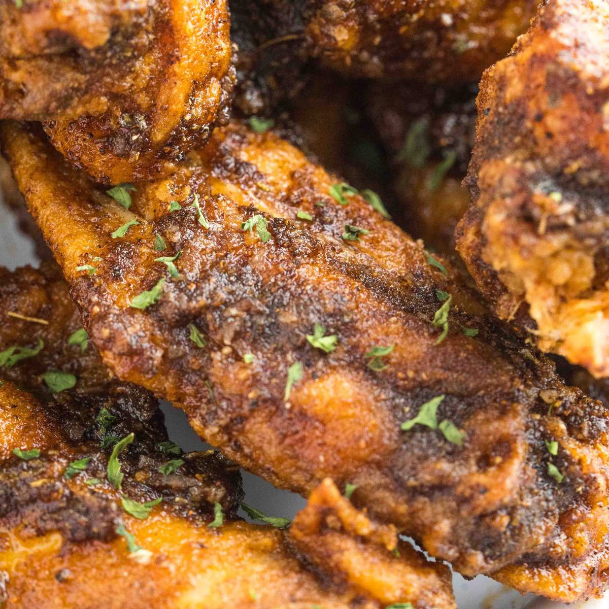close up of Cajun chicken wings.