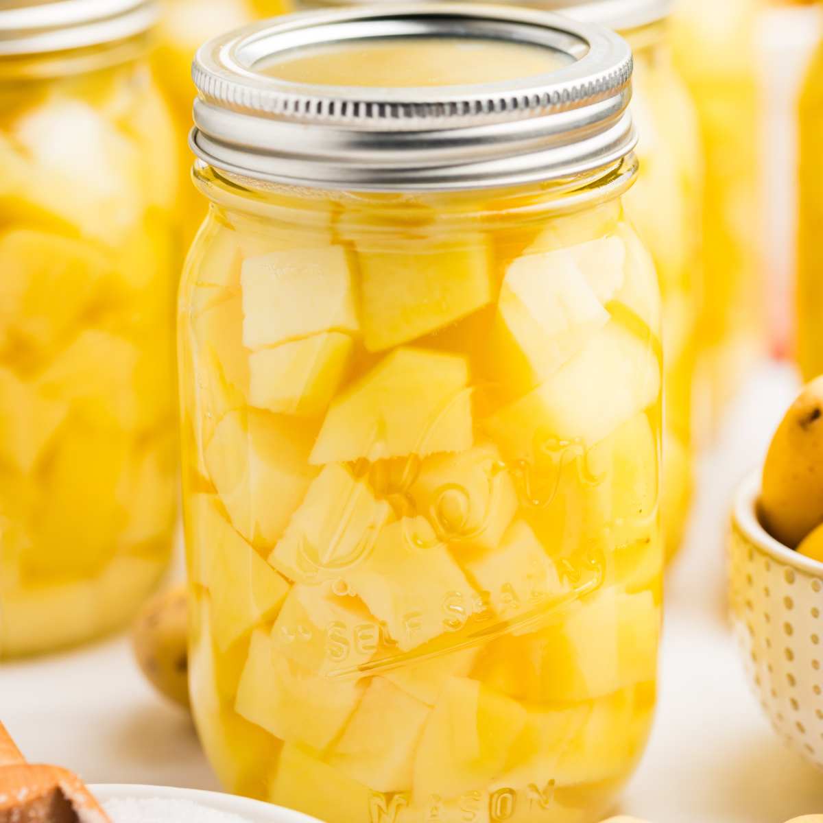 pressure canned potatoes in a sealed jar.