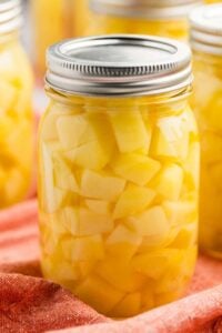 Pressure canned potatoes in a jar