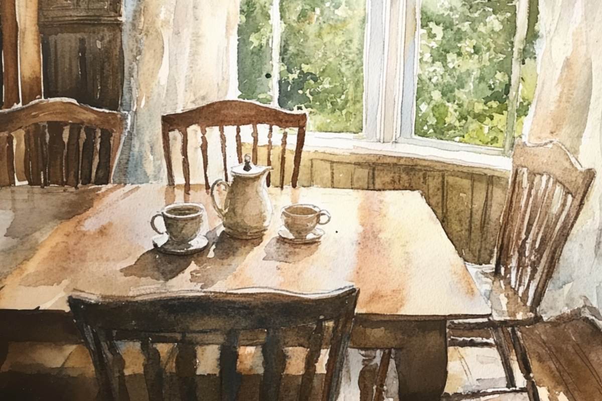 dining room with cups