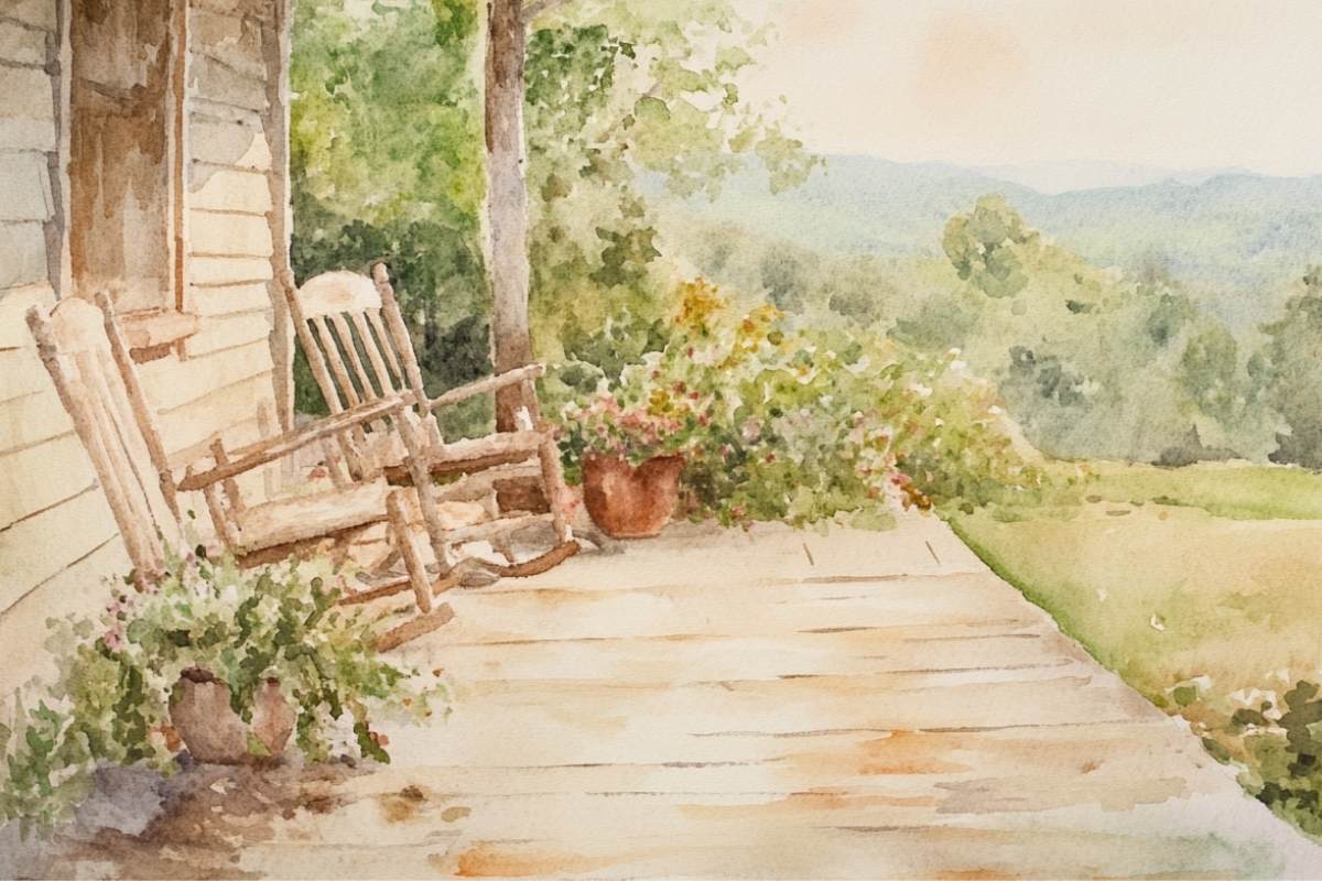 porch with 2 chairs.