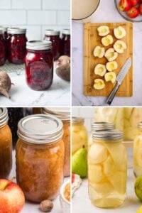 grid of 4 canned items from fall produce