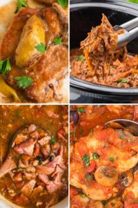 grid of 4 crockpot dinners