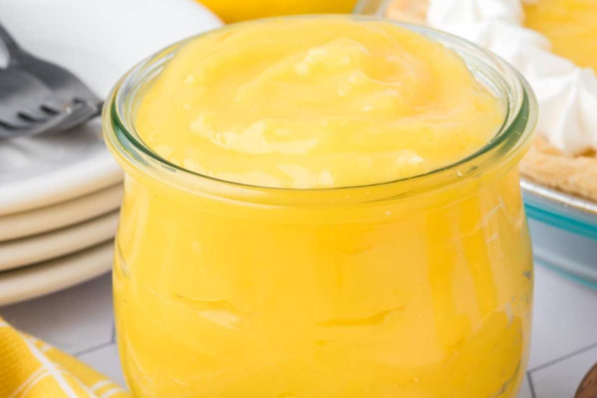 a jar of lemon pie filling.