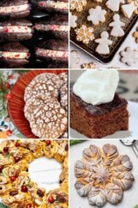 grid of 6 holiday themed recipes using sourdough starter.