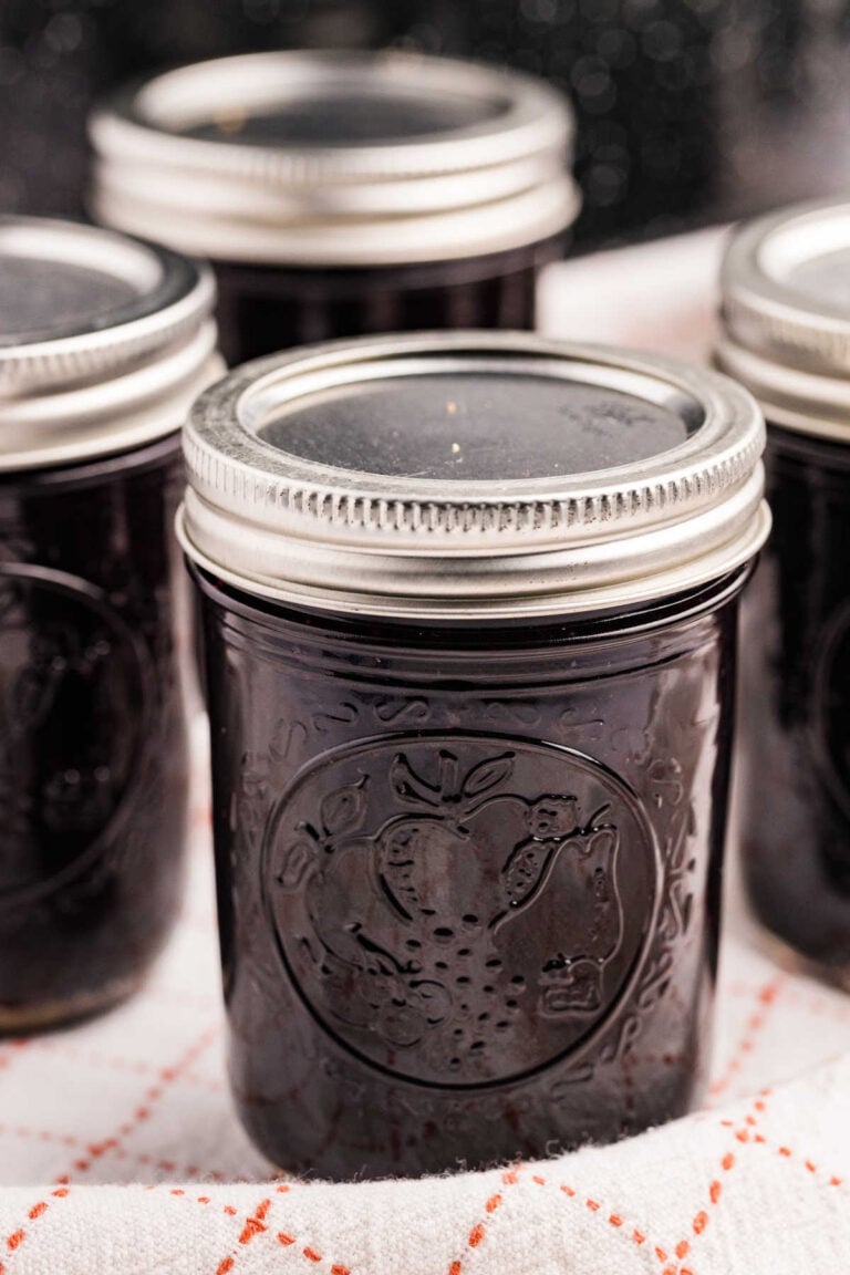 jars of blueberry preserves.