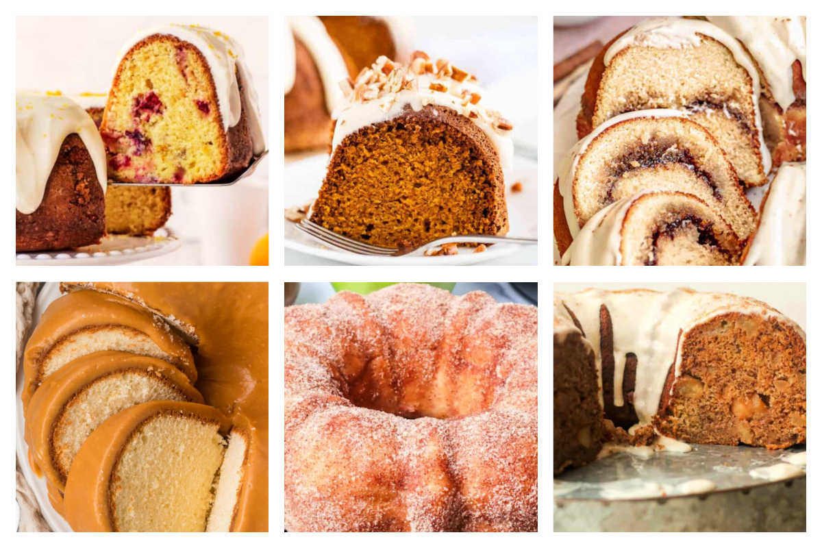 grid of 6 cake recipes