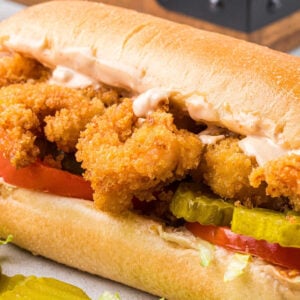 closeup of po boy sandwich.