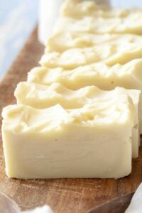 row of ivory homemade sop on wooden br.