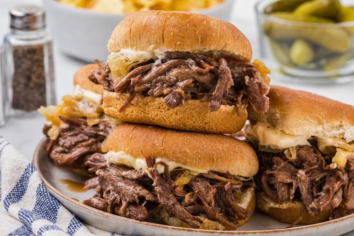 front shot of sliders on plate.