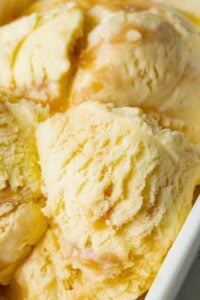 close up front shot of ice cream in container.