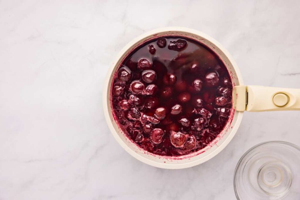 bourbon added to cherry mixture.