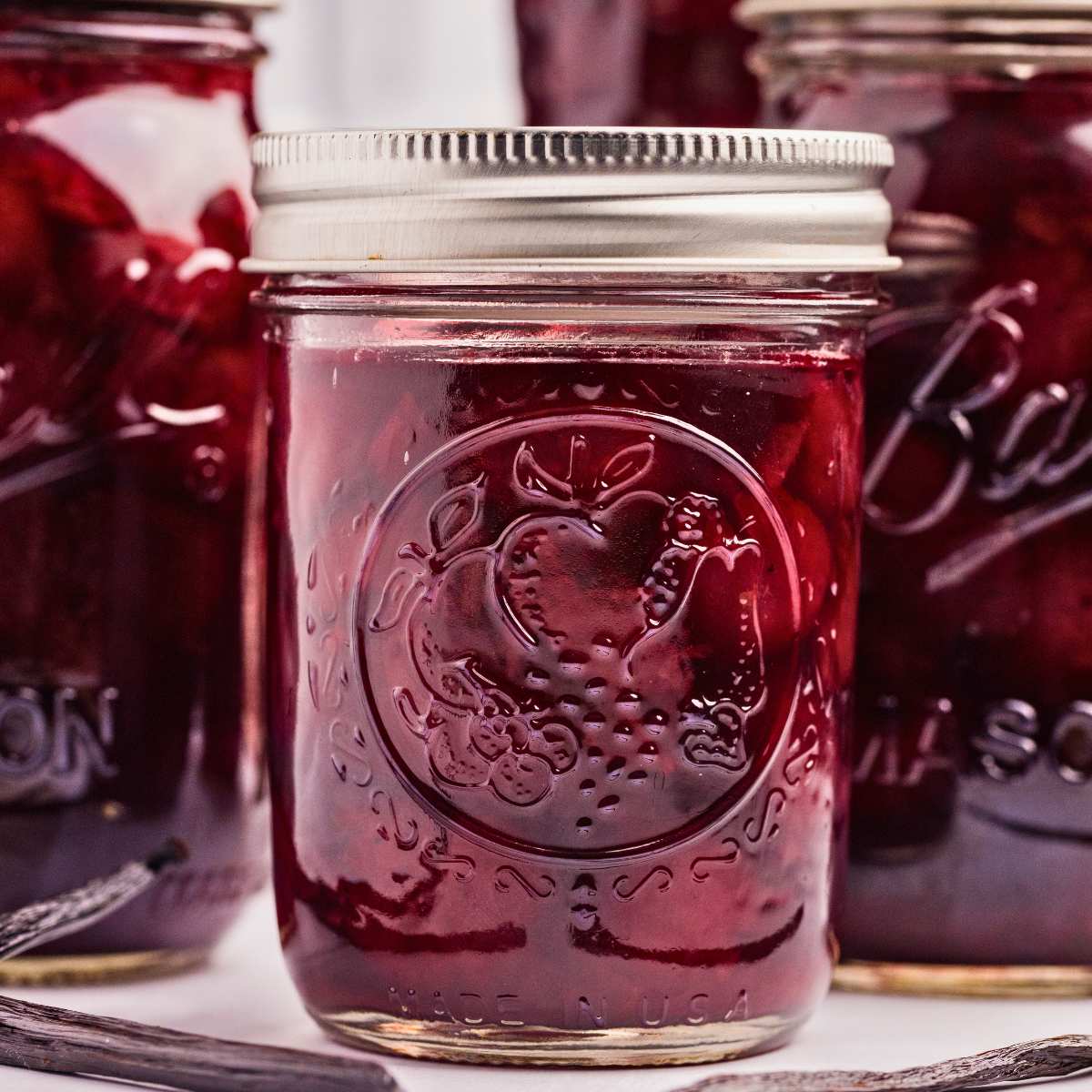 half pint jar of bourbon cherries.