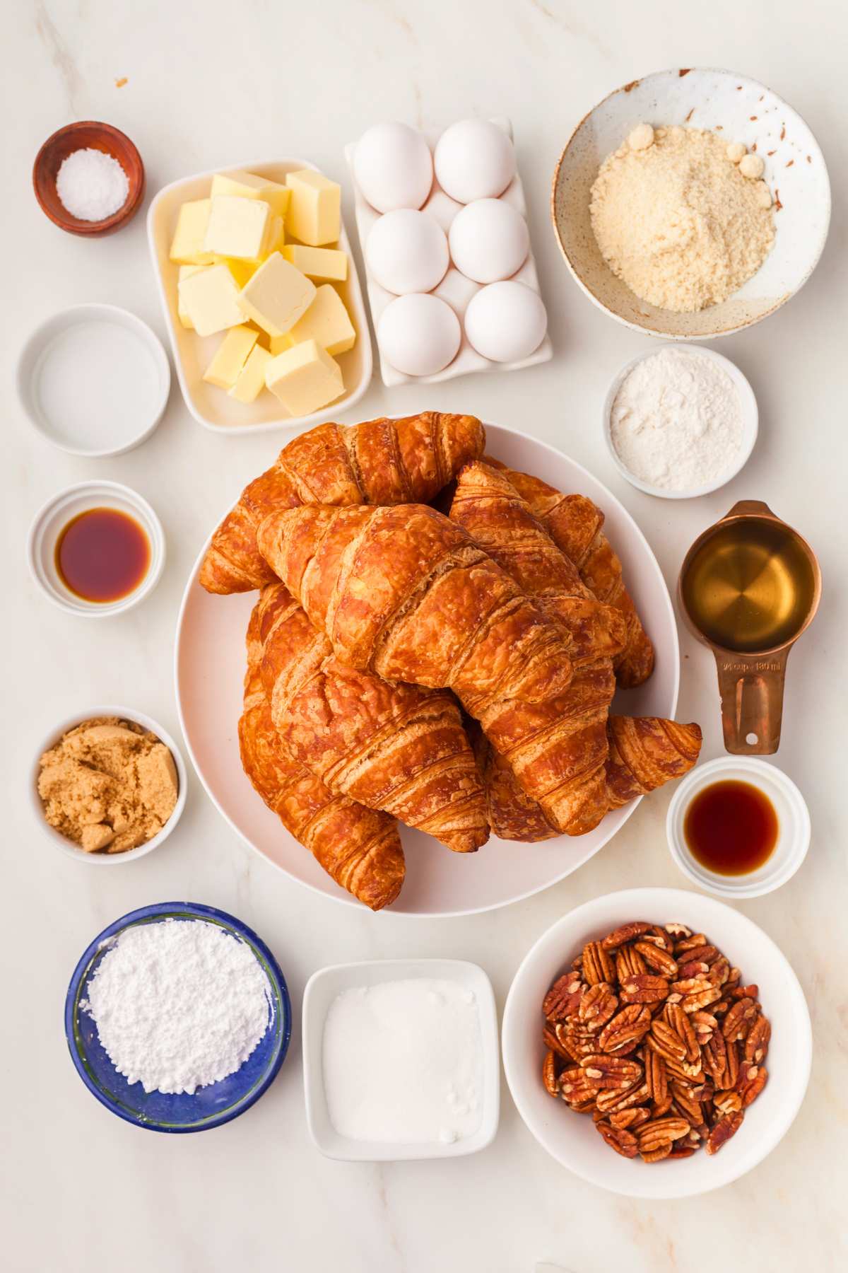 ingredients measured out in bowls on counter.