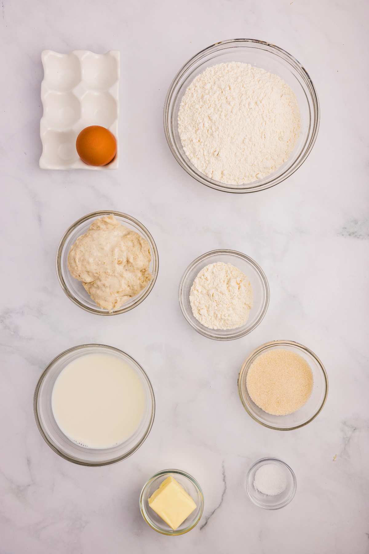ingredients measured out in bowls on counter.