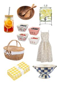 collage of summer kitchen items.