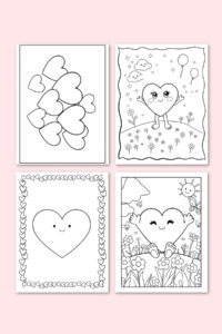 mockup of 4 heart coloring pages.